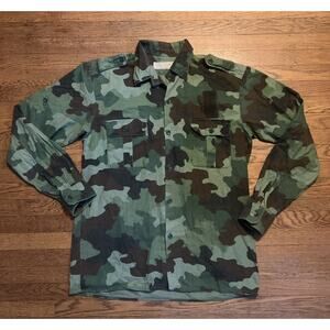 Serbian Army Yugoslav Federal Army M93 Camouflage Shirt Vintage Large Button Up